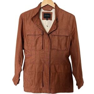 BANANA REPUBLIC NWT Arielle Linen Utility Jacket Button  Pockets Potters Clay XS
